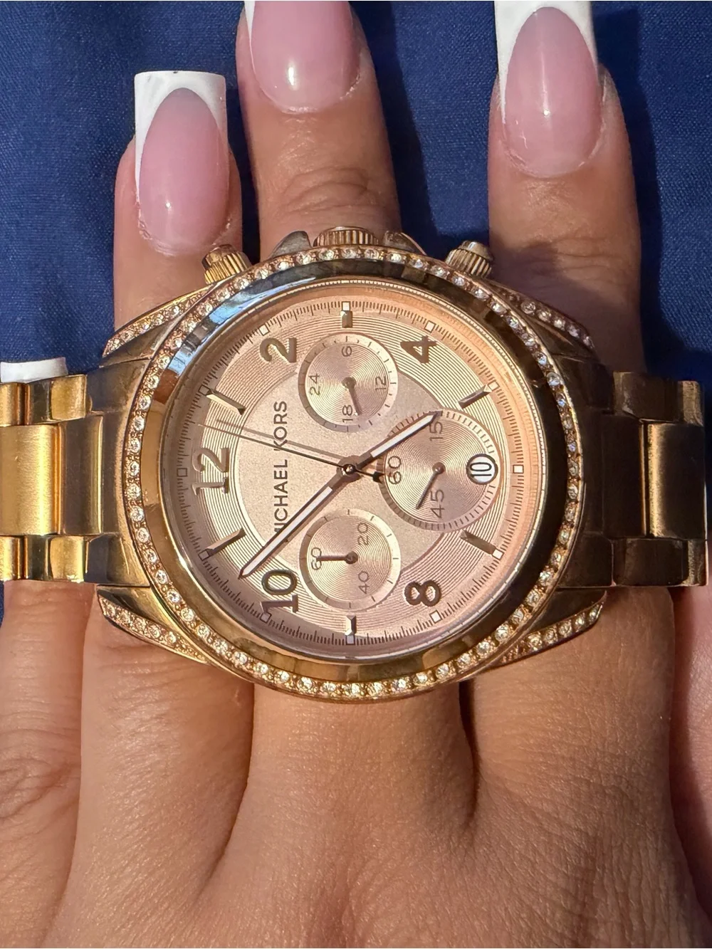 Michael Kors Men’s Rose Gold Bracelet Chronograph Watch with Pink Dial